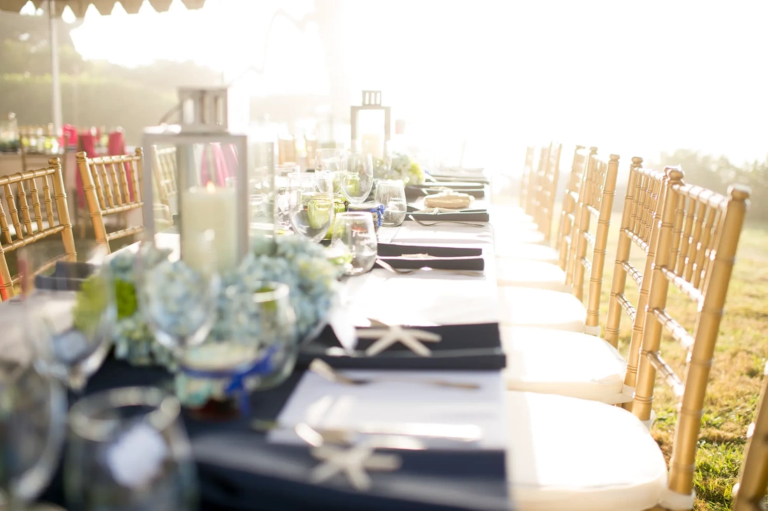 Wedding on the beach, reception on the beach, table setting