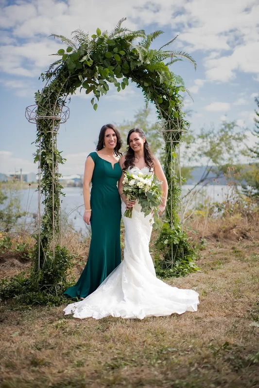 bride and maid of honor at a A ​Sauvie Island Wedding from Photographer ​Robert Knapp 