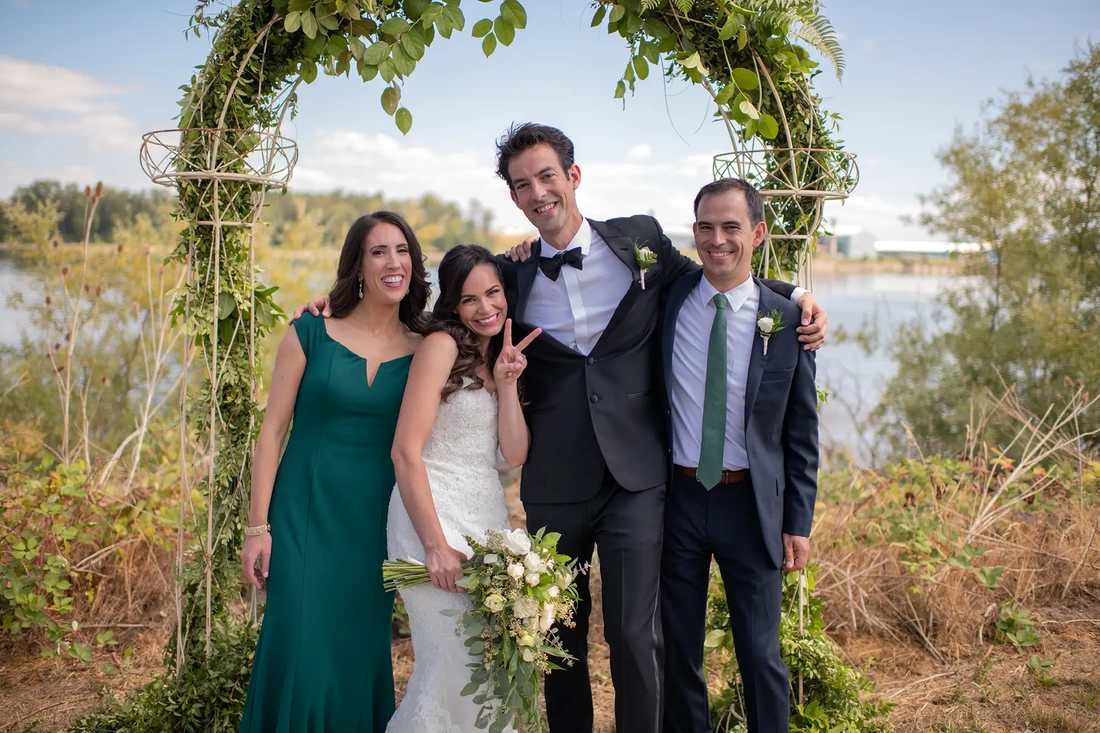​Sauvie Island Wedding from Photographer ​Robert Knapp wedding party starts to have fun together at A Sauvie Island Wedding from Photographer Robert Knapp