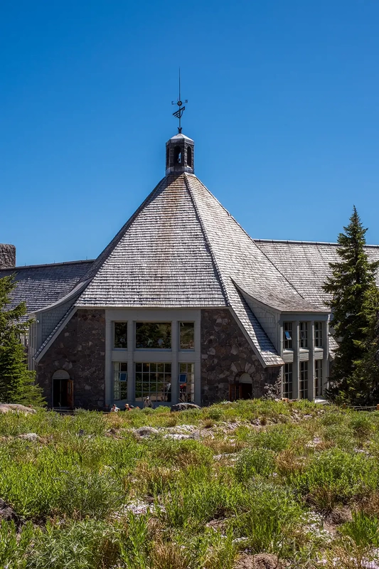 Wedding at Timberline Lodge the lodge itself is pictured below a dark blue sky