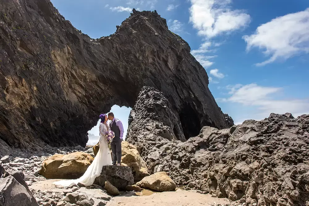 Bridal Photos at Cannon Beach by Photographer Robert Knapp