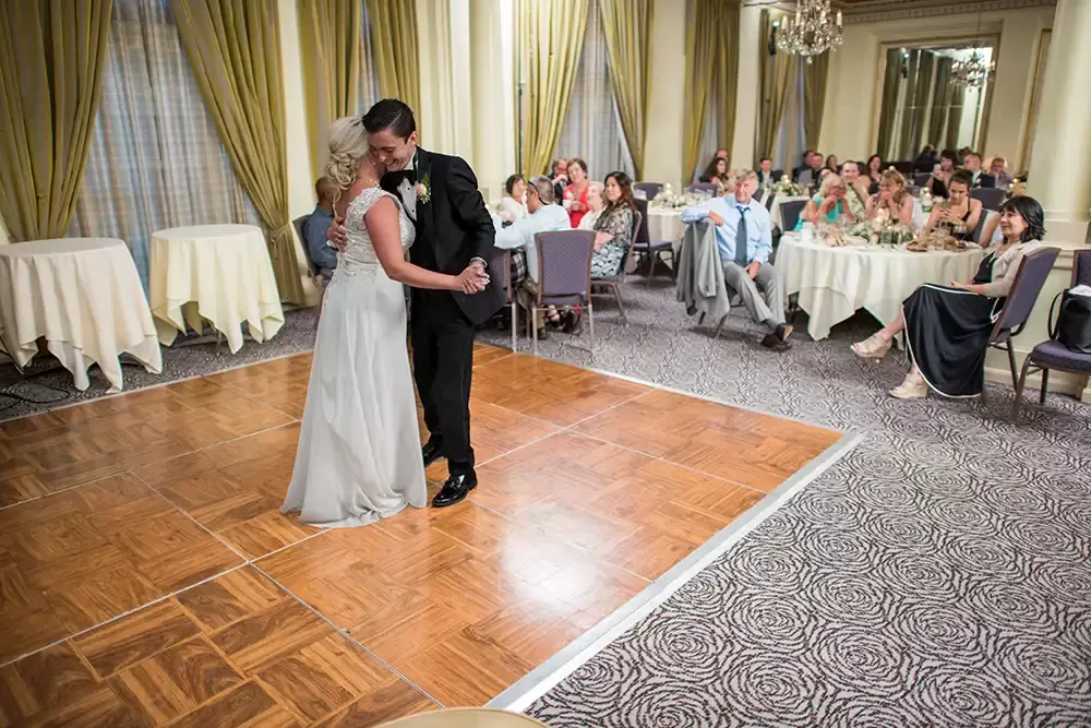 Hotel Deluxe Wedding in Portland Oregon
by Photographer Robert Knapp the first dance of the bride and groom during the reception