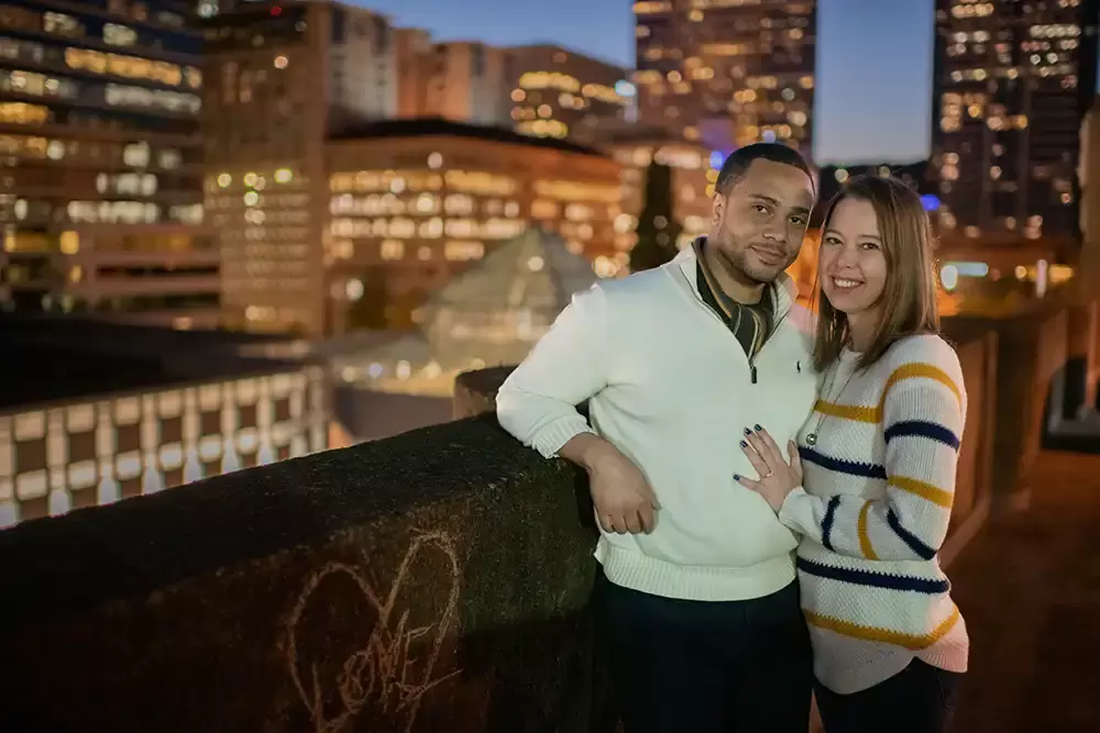 Surprise Proposal Of Marriage  
Followed by Nighttime Engagement Photos
